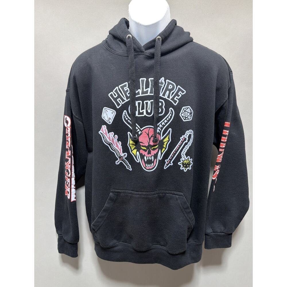 Stranger Things By Jon Lauren Hellfire Club Hooded Sweatshirt L Black Fleece